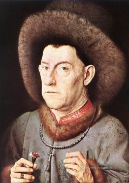 カーネーションを持つ男の肖像 ルネッサンス ヤン・ファン・エイク Oil Paintings